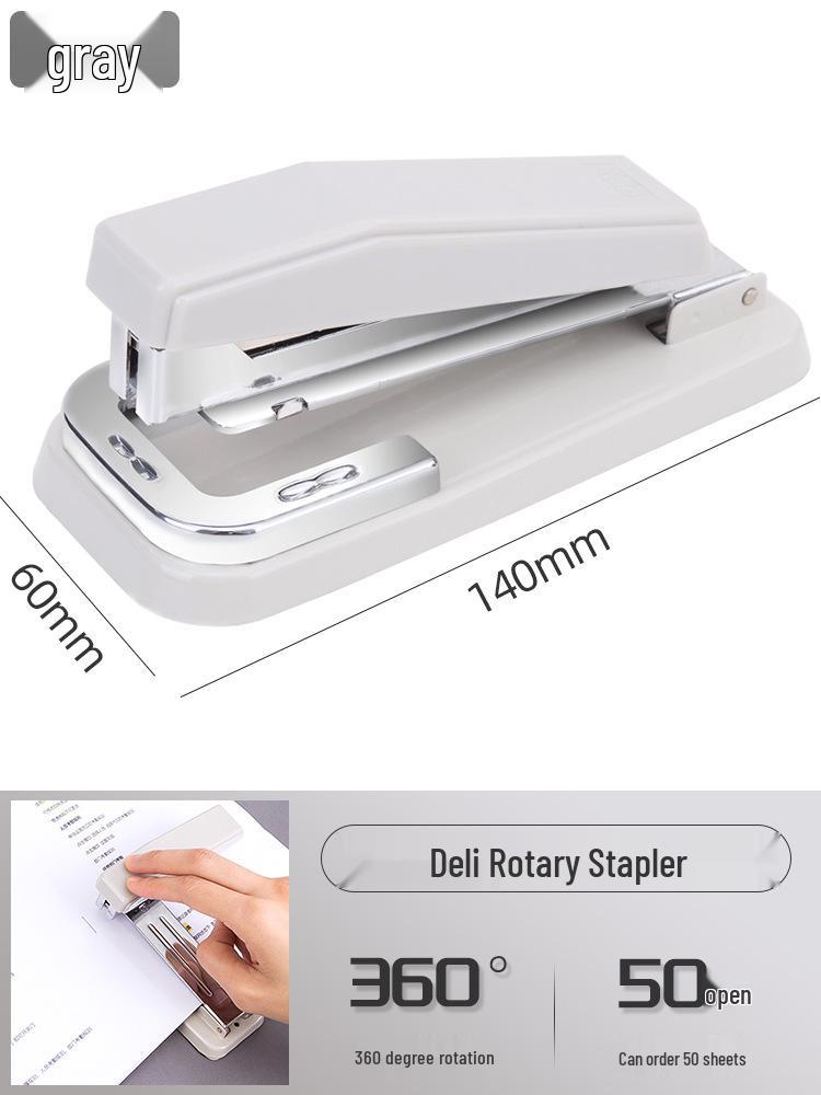

Deli 0414 Вращающийся степлер для сшивания внакидку для студенческих тетрадей белый