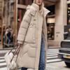 Winter Mid To Long Length Hooded Down Cotton Jacket Women's Thick Over Knee Waterproof Parka Coat Hooded Big Pocket Outercoat