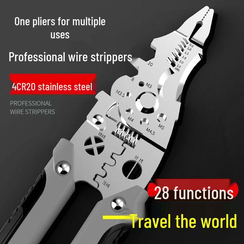 28-in-1 Multifunctional Electrician's Tool: Wire Stripper, Splitter, Looping, and Cutter