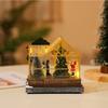 2025 Christmas Musical Light Up Village House Resin Ornament with LED Light Rotating Tree Figurines Holiday Table Decoration
