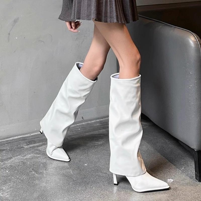 Women's Boots 2025 New In Luxury Shoes High Boot Knee Pointed Toe Heels Elegant Sexy Pole Dance White Party Ladies Shoes On Sale