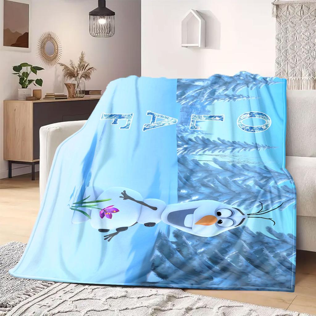 Frozen Cartoon Print Flannel Blanket for Bedrooms Chairs Picnics Travel Sofas Beds Home Decor Extra Large Gift for Kids