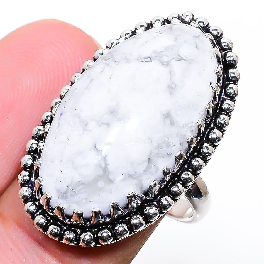 Howlite Jasper Gemstone Handmade 925 Sterling Silver Jewelry Ring Size 6