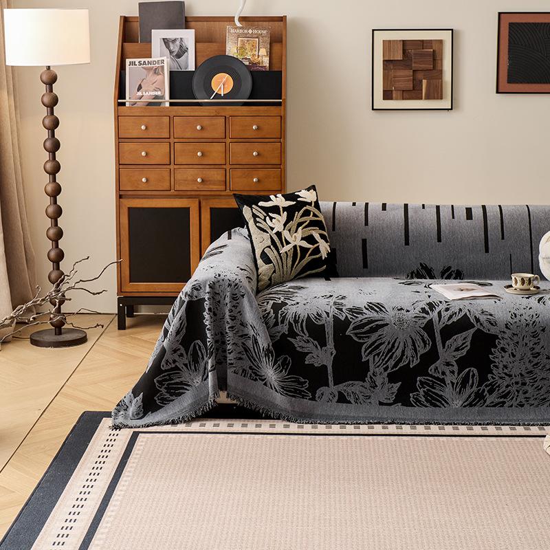 Hochwertiges Retro-Sofa-Handtuch mit Blumendruck, multifunktionale weiche Kniedecke für Büro und Zuhause, Sofaüberwurf im europäischen Stil zur vollständigen Abdeckung