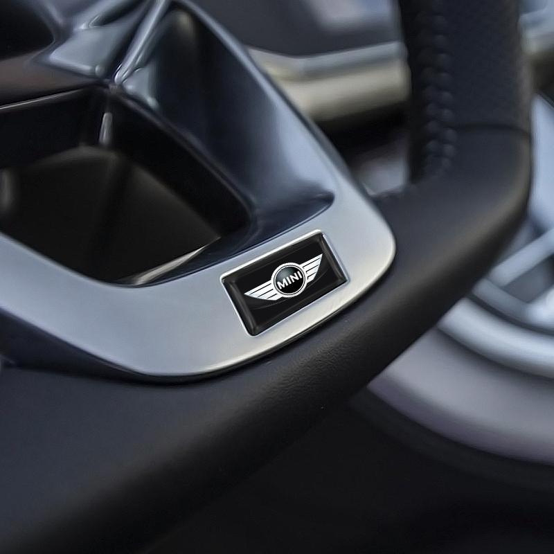 2/5/10Pcs Carbon Fiber Steering Wheel Car Logo Emblem 3D Stickers For BMW Mini Cooper F54 F55 F56 R56 R60 SONE Roadster Clubman Coupe