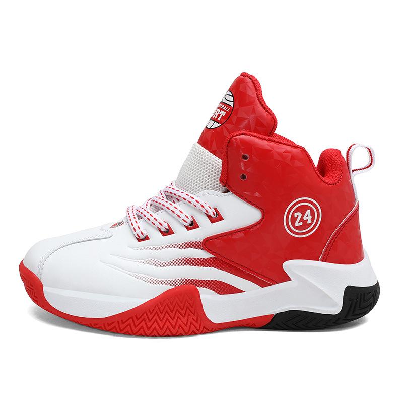 Boys shoes 2025 autumn and winter new children's sports shoes boys color middle and older children's shoes basketball shoes waterproof leather surface