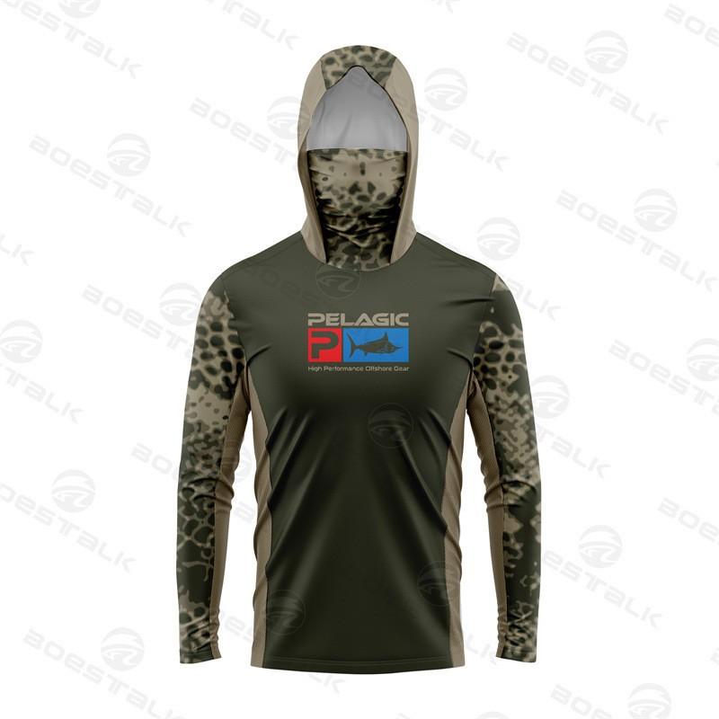 PELAGIC Langarm-Masken-Fischerkleidung Sonnenschutz Eis-Seiden-Gefühl Luya Atmungsaktiv Lässig Sport T-Shirt