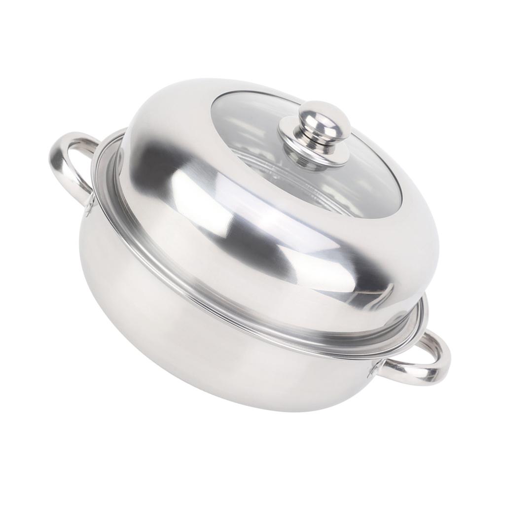 28CM Stainless Steel Single Layer Stockpot Hotpot Food Steamer Pot Cookware Household Cooking