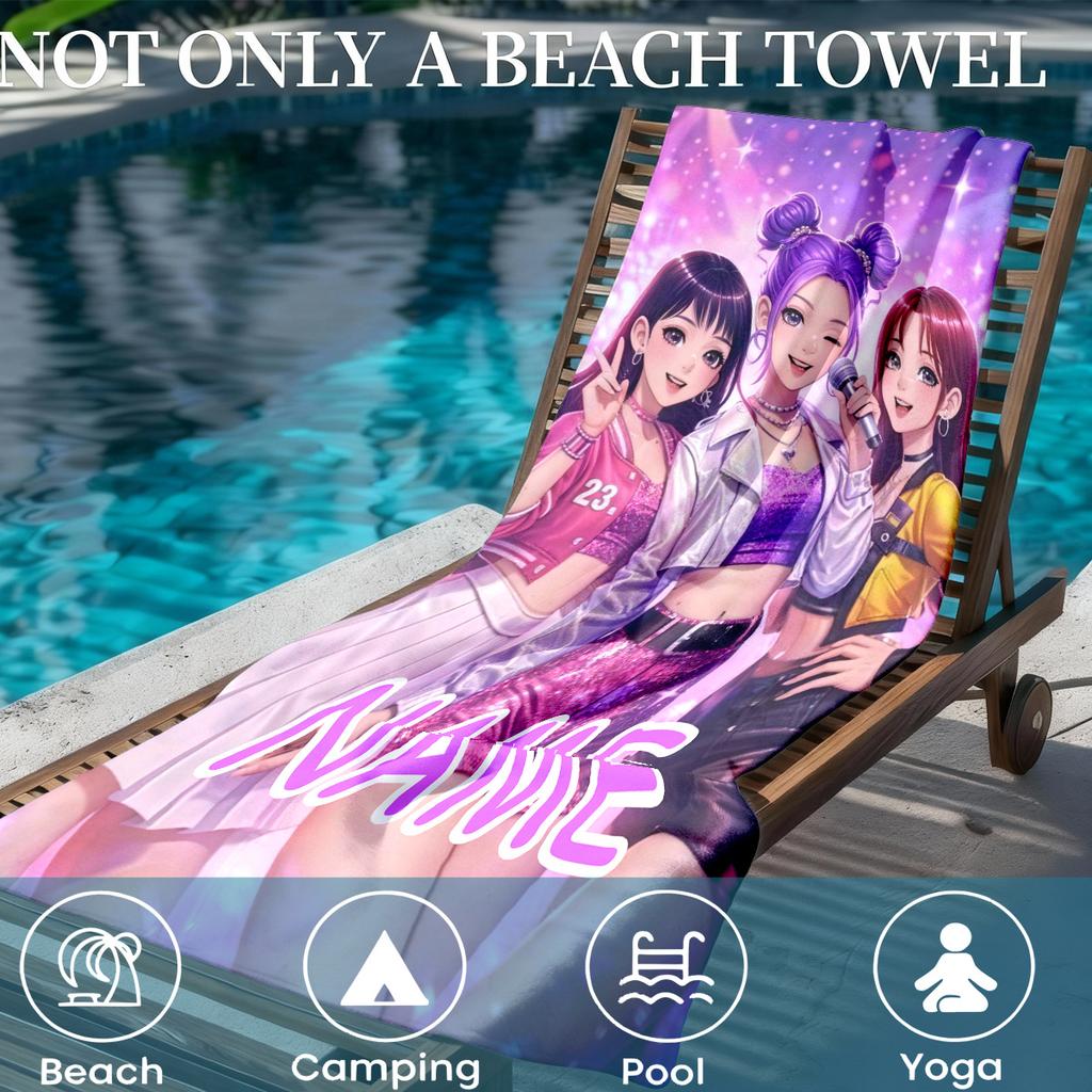 Personalized Beach Towel Custom Name/Logo Oversized Microfiber Quick-Dry Towel Summer Party Gift For Beach Swimming Bath Sports