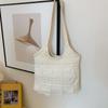 Bolso de Hombro de Encaje Dulce Coreano Tejido Hueco Gran Capacidad Bolso Tote Casual de Vacaciones