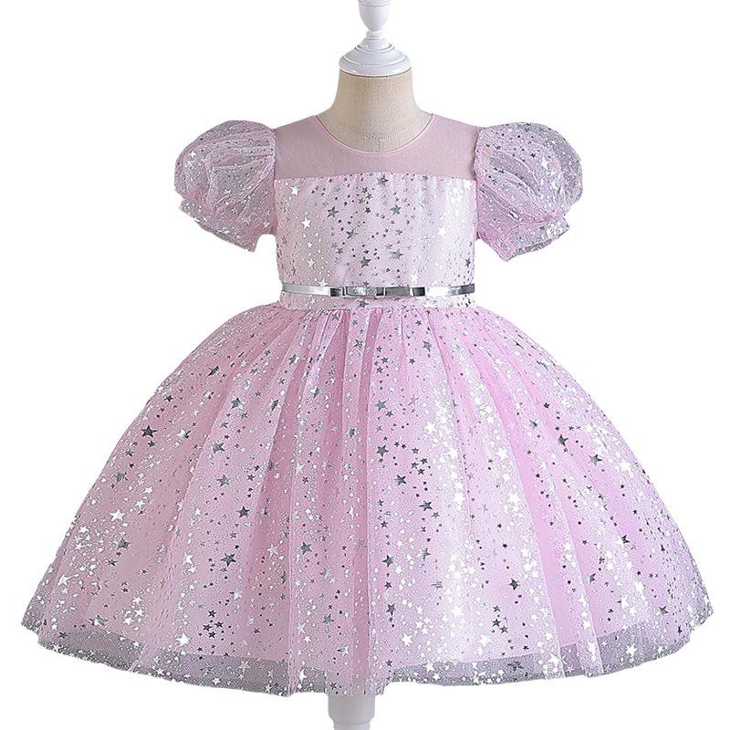 Pailletten Puffärmel Kleid für Mädchen - Babys erster Geburtstag Hochzeit und Abendkleid
