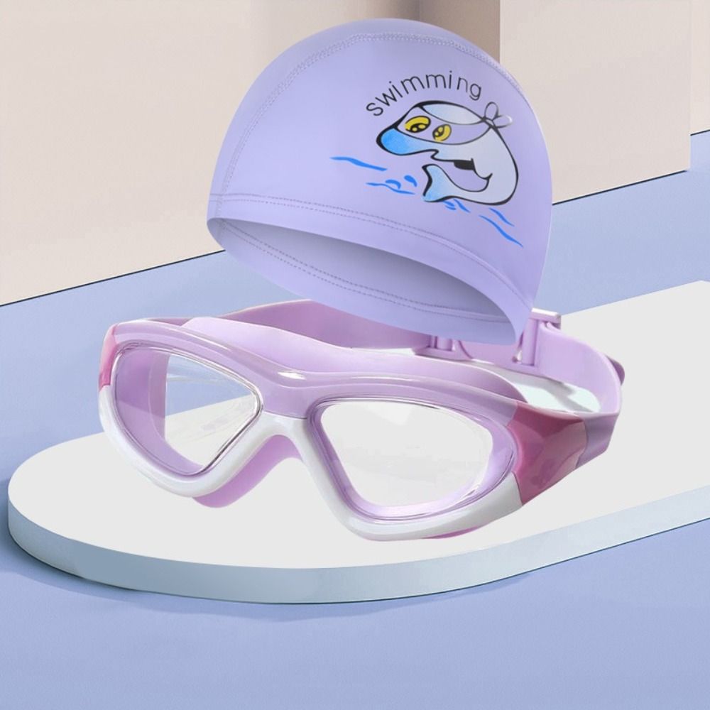 Clear Vision Kids Swimming Glasses Hair Protection Boys Swimming Caps Water Sports