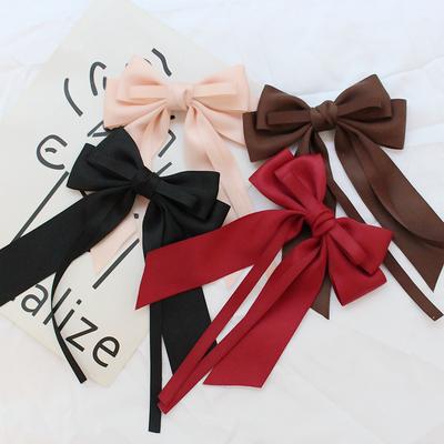 Girls Ribbon Bow Hair Clip Long Tail Hairpin Alligator Clip Simple Elegant Hair Accessory for Daily Wear School or Special Occasions