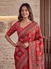 Handcrafted Ajrak Print Manipuri Silk Saree, Real Mirror Work, Traditional Party Wear