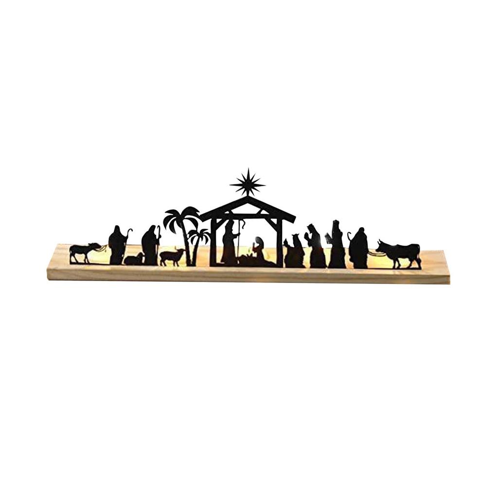 Nativity sets made of metal, birth, small figures, sculptures with wooden base,