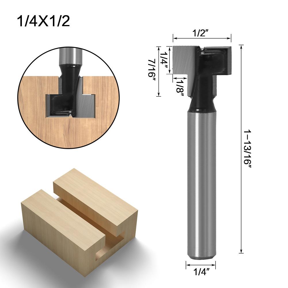 Woodworking Milling Cutter 1/4 Handle Keyhole Cutter, Wood Photo Frame Wall-Mounted T-Type Keyhole Cutter Three-Piece Set 5/16 3/8 1/2
