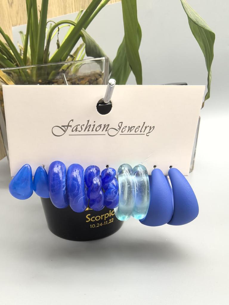 European and American Geometric Metal Hoop Earrings Set