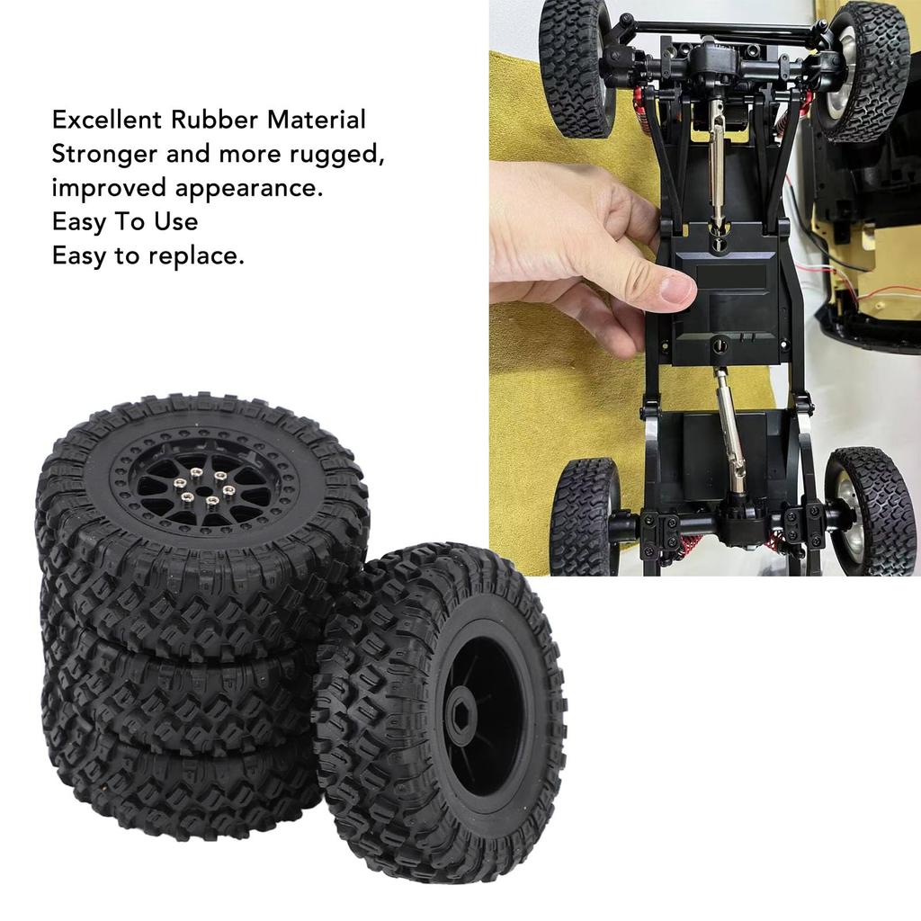 Ongwan RC Wheel Tires, Durable Rubber Wheels for Remote Control Cars MN82 and LC79, Enhanced Traction, Stylish Design, Easy Installation (Black)
