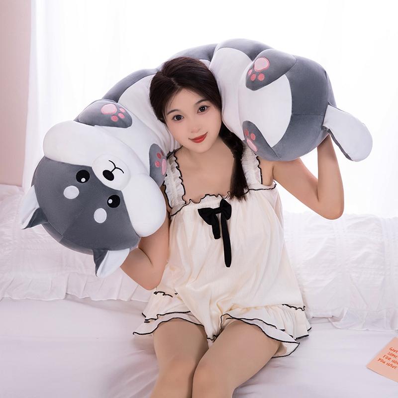80/100cm Lieblich Weich Kaninchen Schwein Sibirischer Husky Raupe Plüsch Großes Kissen Stofftier Spielzeug Wurm Puppe Kinder Geburtstagsgeschenk