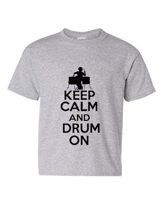 Bleib ruhig und trommle weiter Schlagzeuger Musiker Neuheit Jugend Kinder T-Shirt Tee Unisex T-Shirt