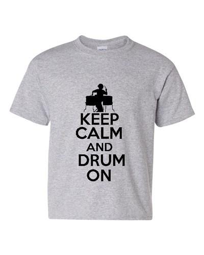 Keep Calm And Drum On Drummer Musician Novelty Youth Kids T-Shirt Tee Unisex T-Shirt L