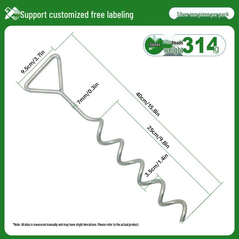 40cm Lightweight Spiral Ground Anchor for Tarp and Tent Pegs