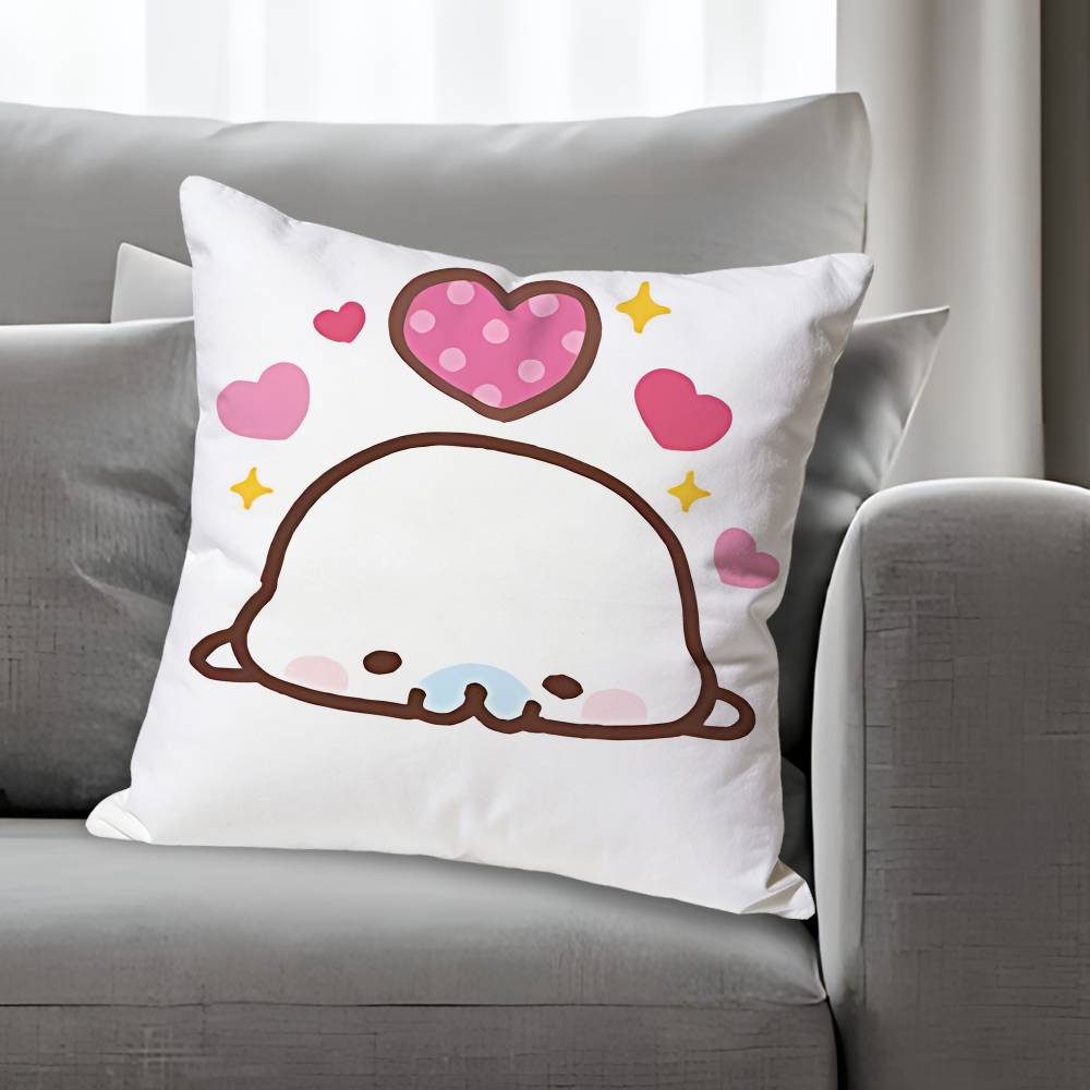 M-Mamegoma S-Seal Cute Meme Pillow Cases for Bedroom Living Room Sofa Home Decor Polyester Cushion Cover with Zipper