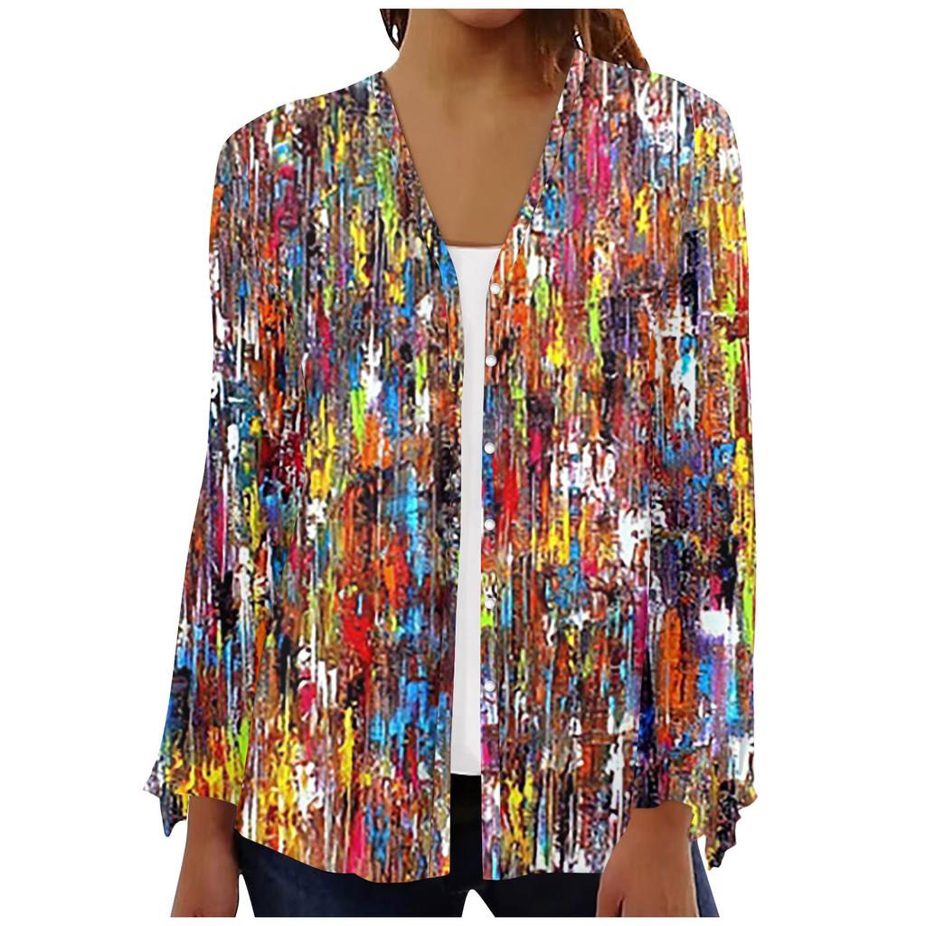 Dámská módní volná ležérní košile s dlouhým rukávem a knoflíkem s kardiganovou halenkou