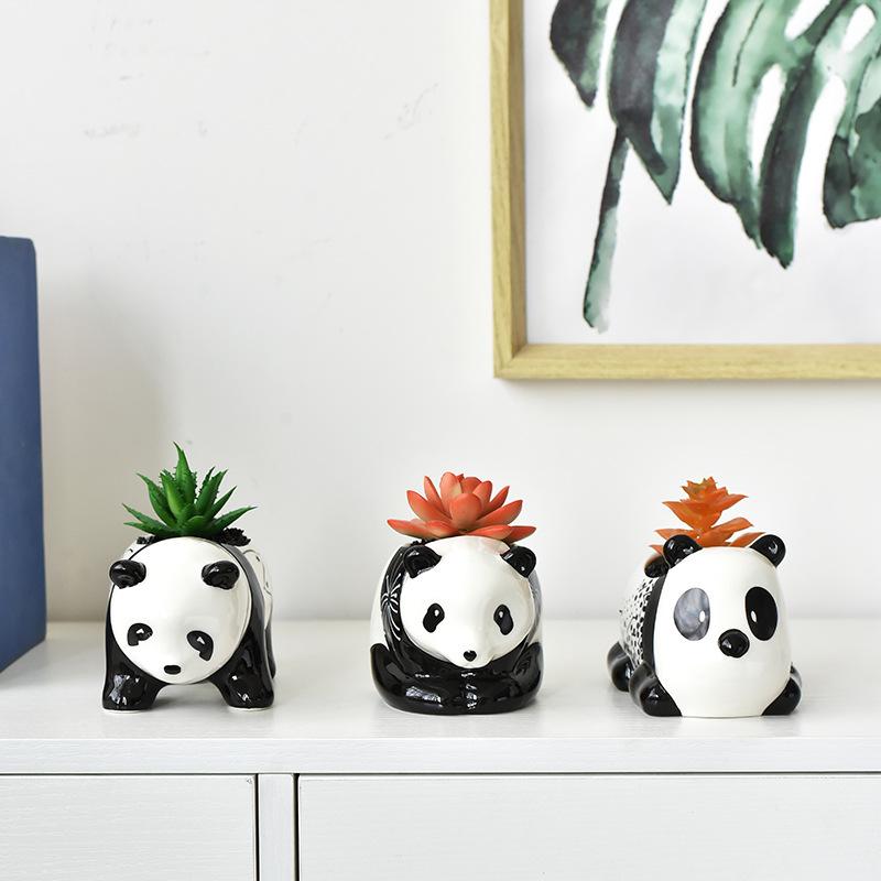 Vaso Fioriera in Ceramica Bianca e Nera Panda Creativo Animale Cartone Animato Carino Pianta Fioriera Vaso in Porcellana Decorazione per la Casa Nuovo