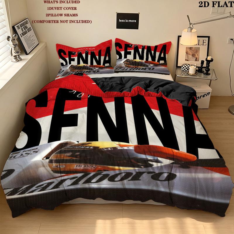 Ayrton Senna Bedding Quilt Set Quilt Cover Pillowcase Home Decoration Birthday Gift (1 * duvet cover + 2 * pillowcase, without core)