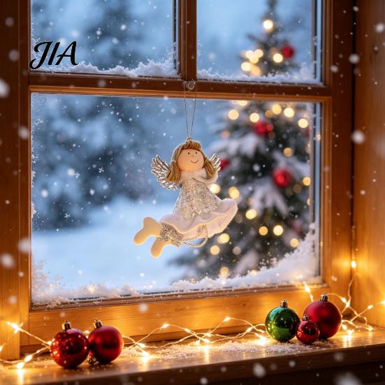 Handmade Fabric Doll Pendants Christmas Angel Hanging Ornaments, Cute Plush Pendant, Xmas Tree Decorative Small Festive Window Decorations Ornaments