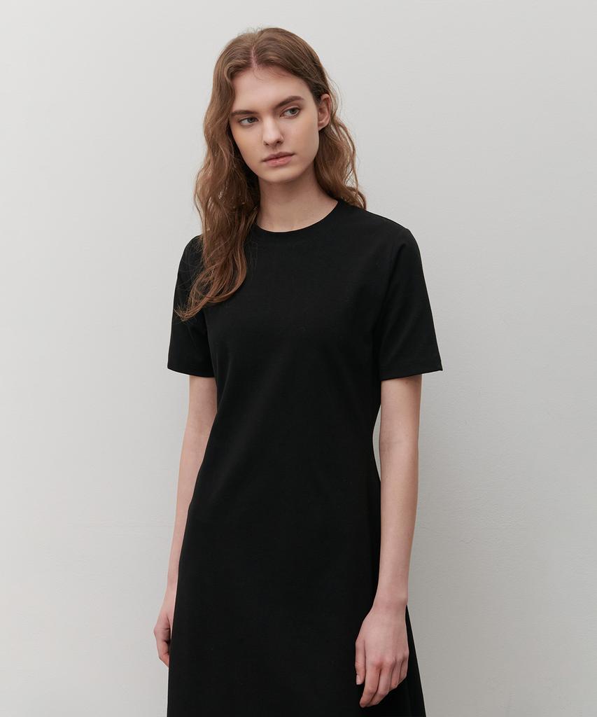 Kamino Short Sleeve A-Line Dress (Black)