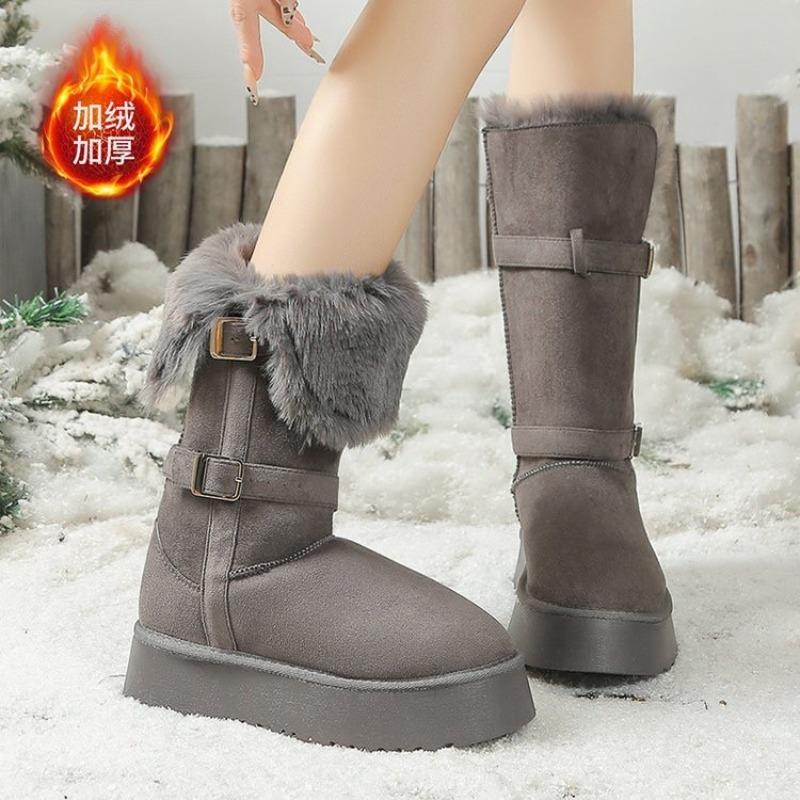 Fashion Heightened Long-thigh Boots Snow Boots Women's Winter Plus Velvet New Thickened Warm Cotton Shoes