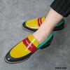 Britain Retro Colour Mix Patchwork  Pointed  Flats Oxford Shoes Men Casual Loafers Formal Dress Footwear Sapatos Tenis Masculino