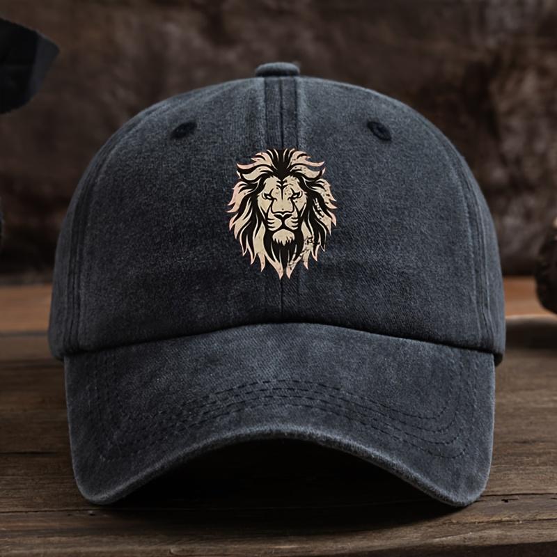 Fun lion head print baseball hat unisex outdoor fashion versatile peaked cap чёрный