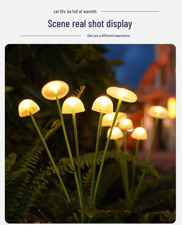 LED Solar Jellyfish Silicone Mushroom Garden Light - Outdoor Decorative Lawn Atmosphere Lamp