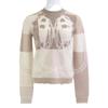 HERMES Brides de Gala/Brid de Gala Beige x Ivory Cashmere Crew Neck Long Sleeve Knit Pullover tops 36 Beige x IvoryUsed