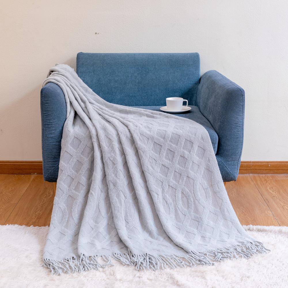 

Уютный комплект пледов с геометрическим узором - мягкий акрил, винтажный стиль, всесезонный комфорт для декора дивана и кровати, идеально подходит для гостиной, спальни 127 * 178CM (including tassel)