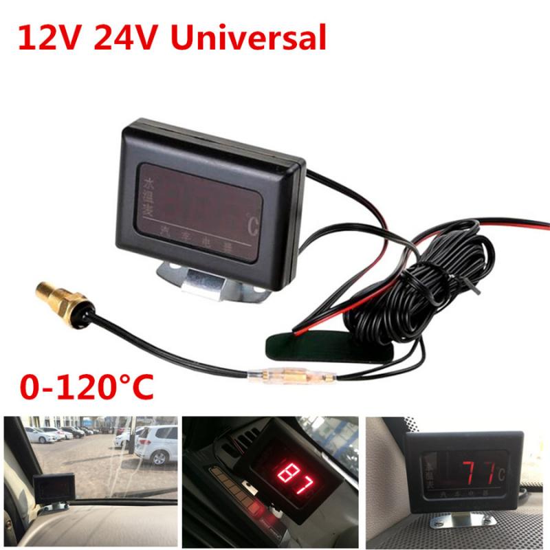 Universal Car Digital Water Temperature Gauge Kit + Temp Sensor Plug 10Mm 12/24V