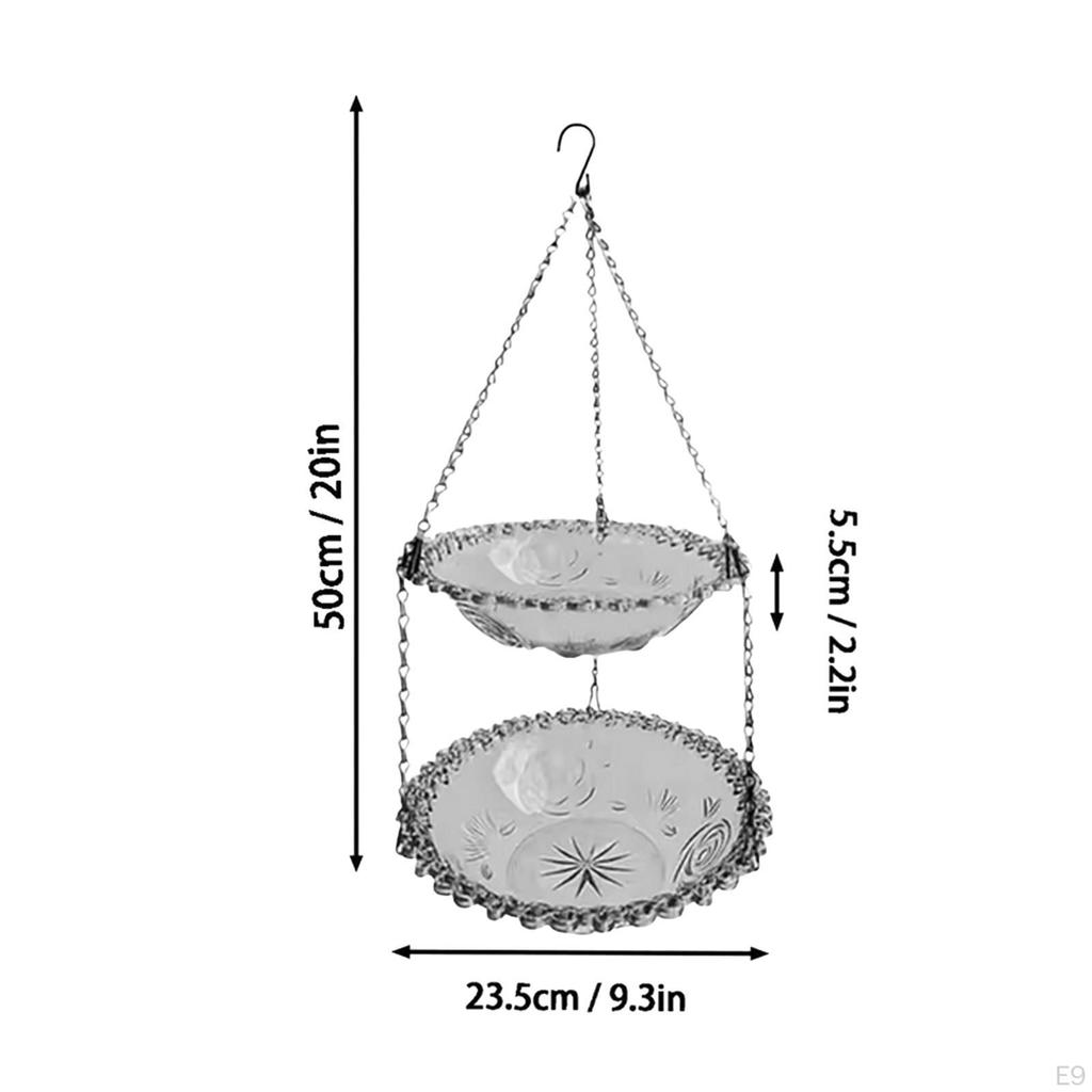 Bird Feeder for Garden, Hanging Bath Ornament, Double Layer Feeder, Garden Bath,