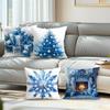 Blue Christmas Decoration Cushion Pillowcase Printed Polyester Throw Pillowcover Decorative Sofa Cushion Pillowslip