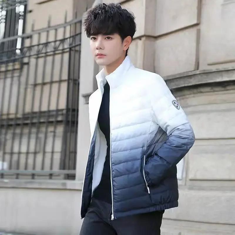Down Jacket Man Warm Winter Coat for Men Gradient Clothing Fashion 2025 Harajuku Joker Fast Delvery Work High Quality Casual Y2k