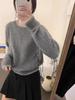Women's European Style Grey Round Neck Merino Wool Sweater, High-End Autumn/Winter Cashmere Knitwear.