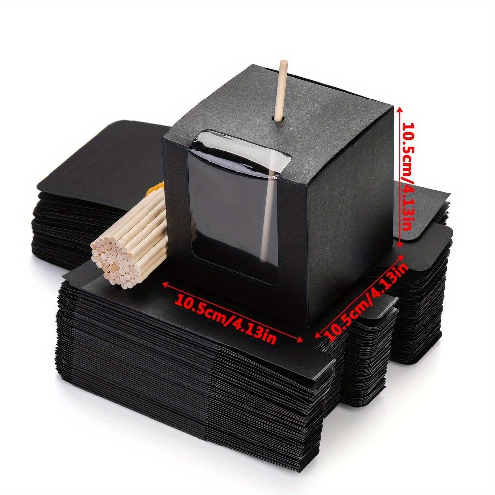 20pcs Black Treat Boxes with Transparent Window and Hole Paper Gift Box Square Gift Packing Box for Party Wedding Thanksgiving New Year's Dates
