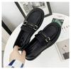 New Women's Shoes Autumn One-pedal Thick Heel Black Small Leather Shoes Women's Commuter Work Shoes