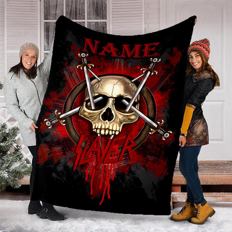 Personalized Custom Name Blanket - Slayer logo Print Design,Blanket for Sofa,Bed,Travel,Camping - Soft and Warm, Great Gift
