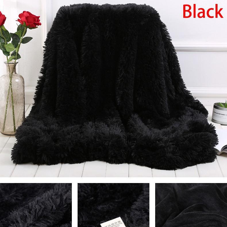 Coperta In Finta Pelliccia Di Visone Evelyn Living - Morbida E Calda, 450 G/m², Per Letto Matrimoniale/Doppio (150x200 Cm), Colore Nero