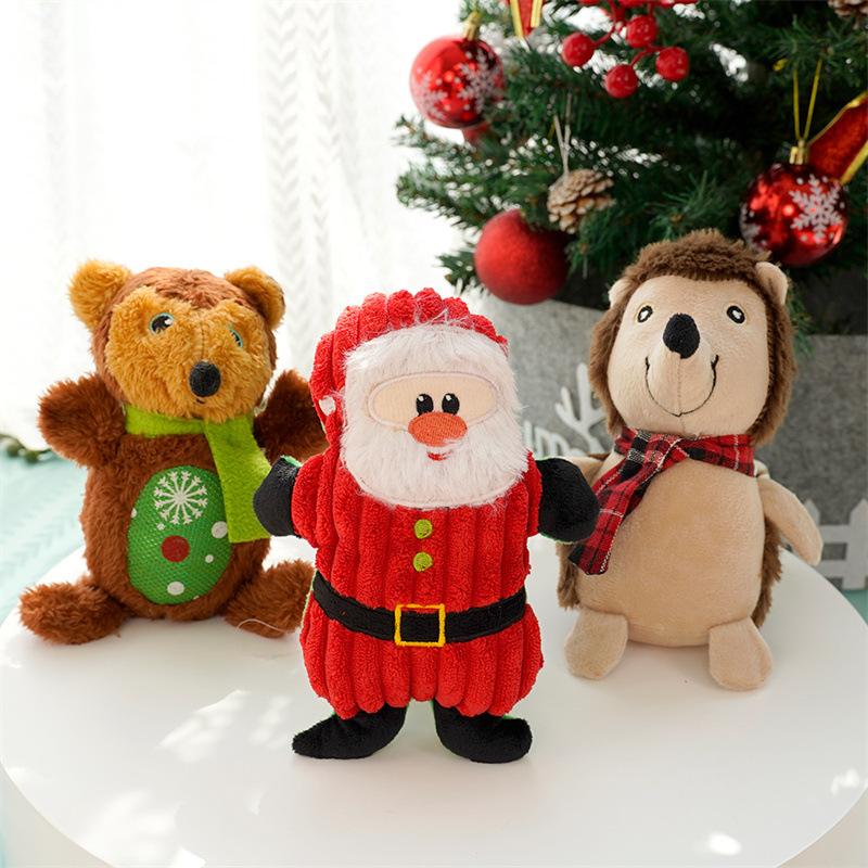 Pet Christmas Dog Amazon Popular Plush Cat Sound Resistant Grinding Teeth Relief Dog Cat Toys