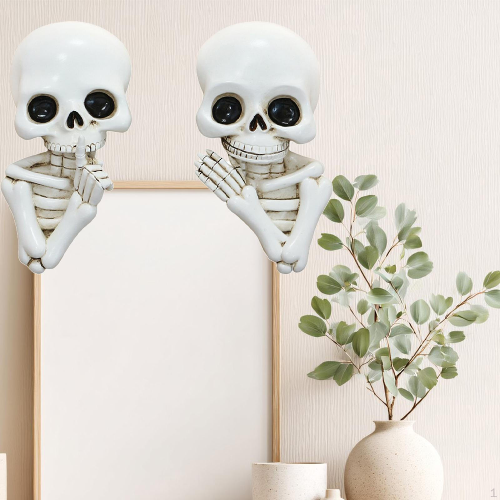 

2 шт. Фигурки скелетов Хэллоуин Декор угла двери Смола Настенные скульптуры Украшение для