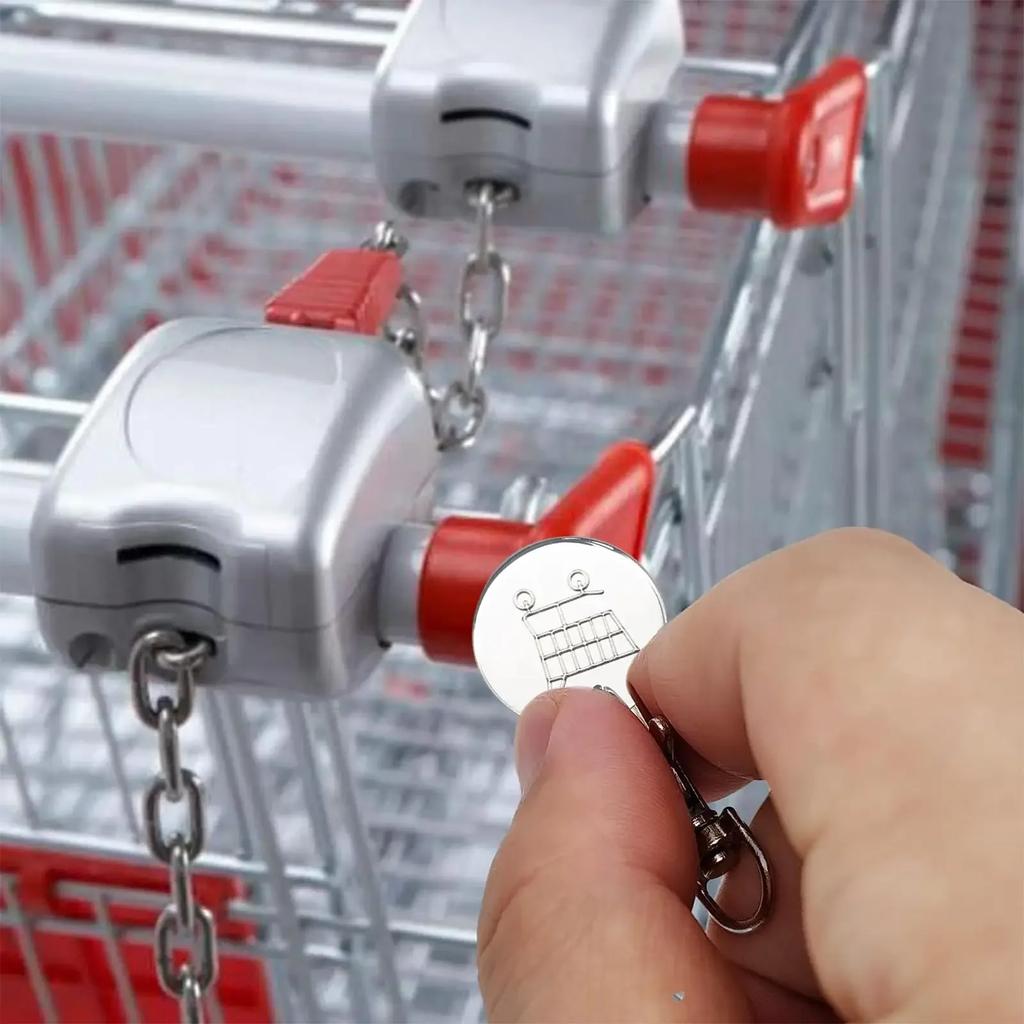 Practical Metal Portable Supermarket Universal Tokens Shopping Trolley Remover Keyring Token Chip with Carabiner Hook